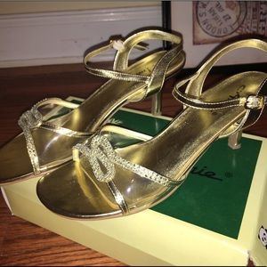 Gold Ankle Strap Heels